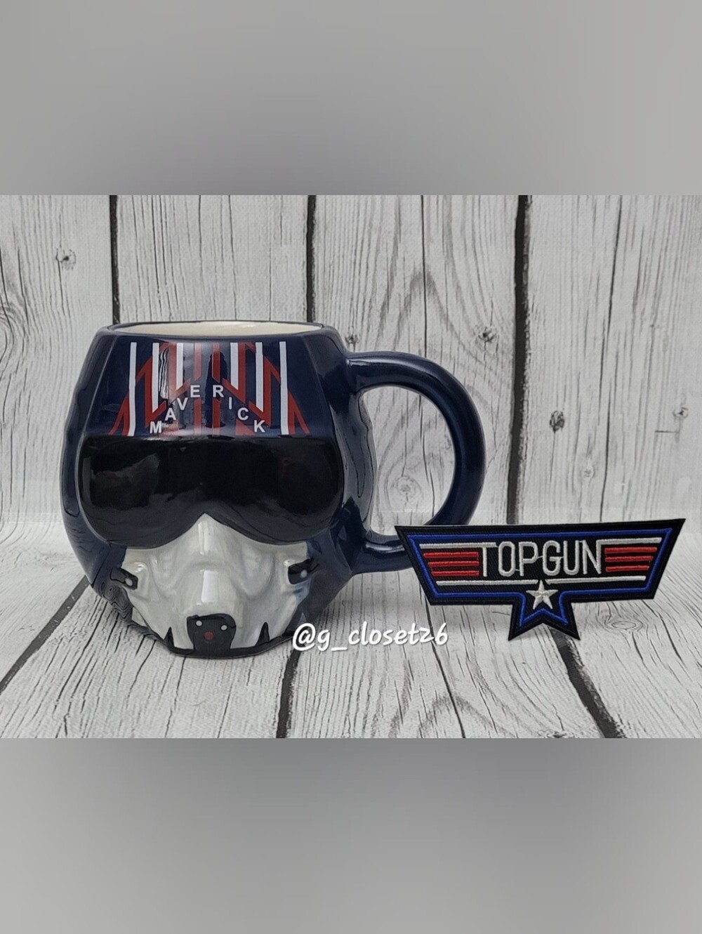 Top Gun Maverick Navy Pilot Helmet Mug with Patch